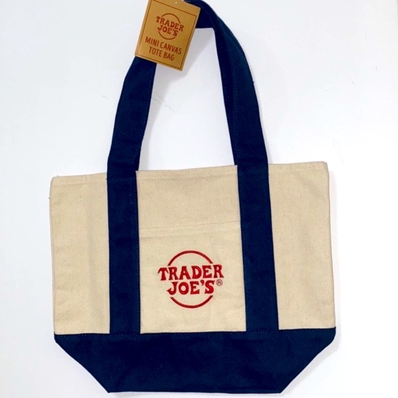 NWT Trader Joe’s MINI Navy Blue Canvas Tote - Picture 3 of 6